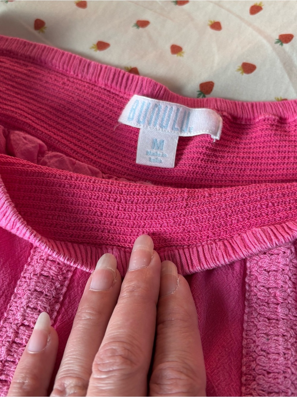Bunulu Pink Embroidery Trimmed Wide Leg Cropped Pants Size M - Picture 5 of 11